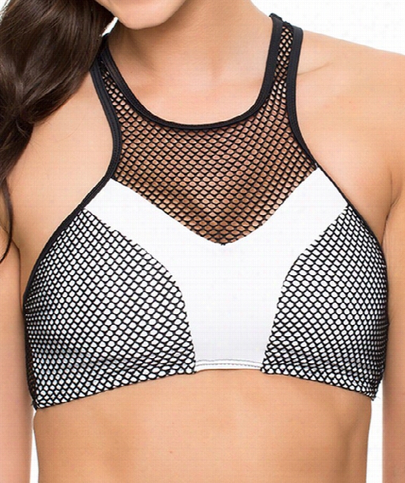 Sport Mesh Racerback High Neck Bra Ccolor: White Size: L