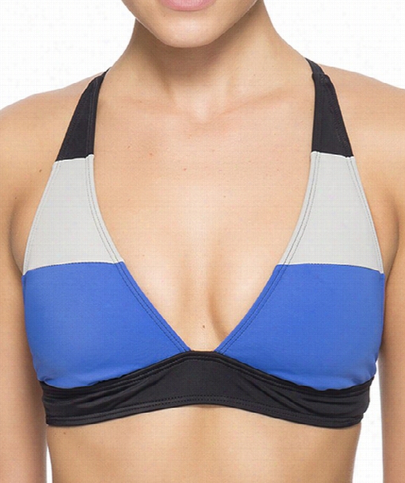 Sun Blocked Haletr Bikini Top Color: Blue Size: M