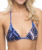 Tie Dye Maze Reversible Triangle Bikini Top Color: Blue Size: L