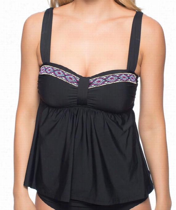 Tiki Party Underwire Tankini Top Color: Black Size: 14