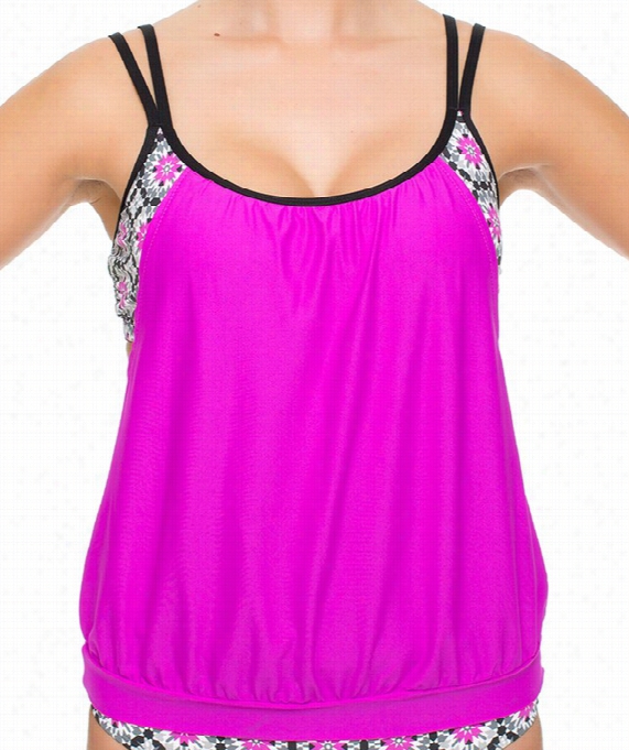 Weekend Warrior Double Up Tankini Color: Ber Size: 32bc