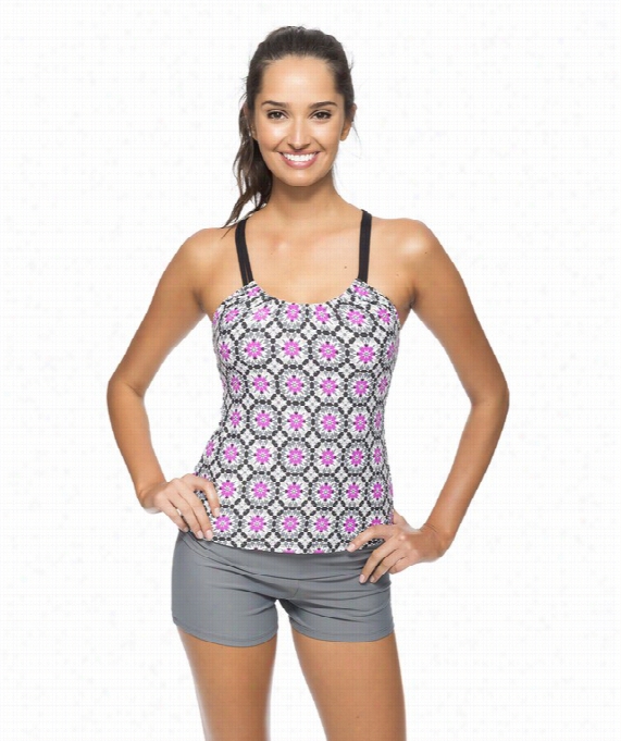 Weekend Warrior Third Eye Shirr Tankini Color: Ber Size: 34bc