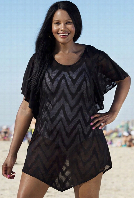 Black Burnout Chevron Tunic