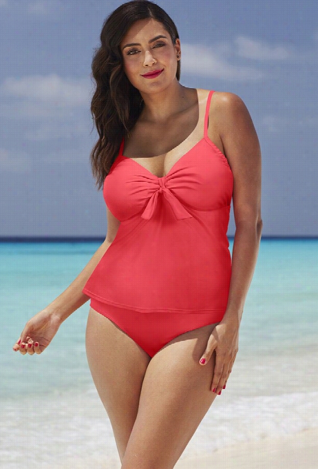 Sh Ore Club Melon Tie-front Underwire Tankini