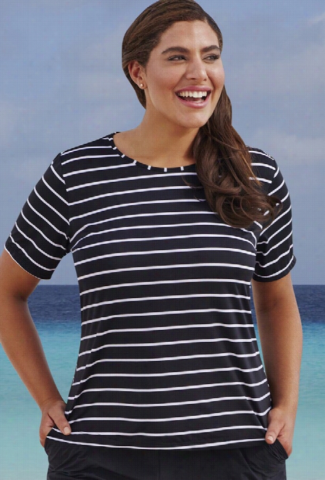 Swiim 365 B Lack Andwhite Stripe 26-34 Swim Tee