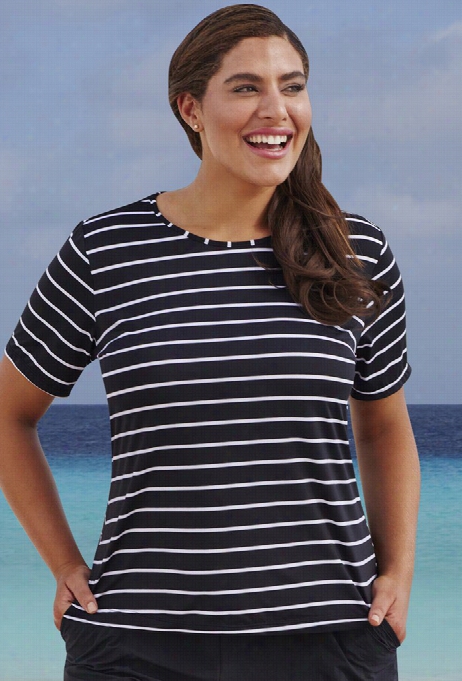 Swim 365 Black And White Stripe Swim Tee