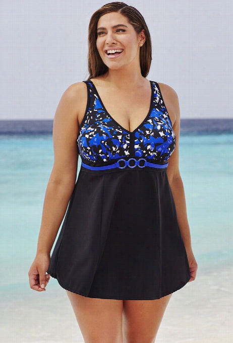 Swim 365 Empire Print Bodice Swimdress