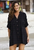 Black Cotton Big Shirt With Crochet