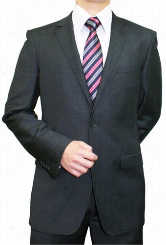 S21800 Italian Cut Slm Fit 2-button 100% Wool Suit (charcoal Grey)